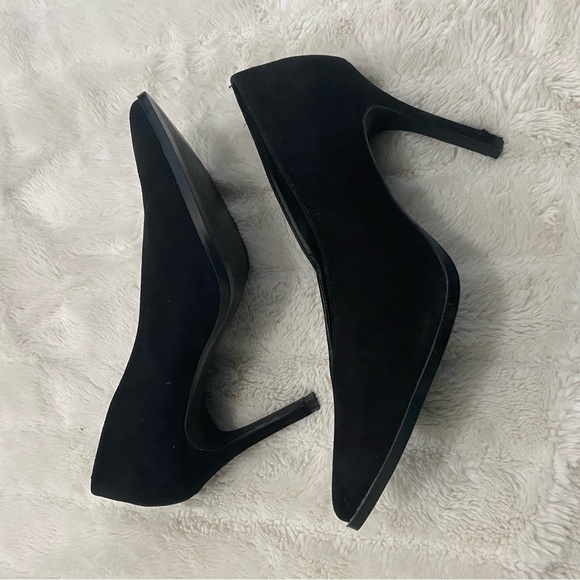 H&M Black Suede Pointed Toe Pumps Heels Size 7 - Picture 10 of 13